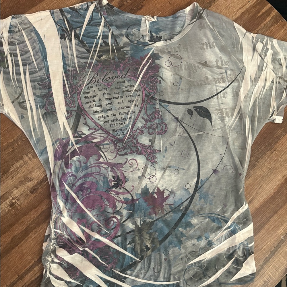 Women's Short Sleeve Tee - Gray and Purple Swirl